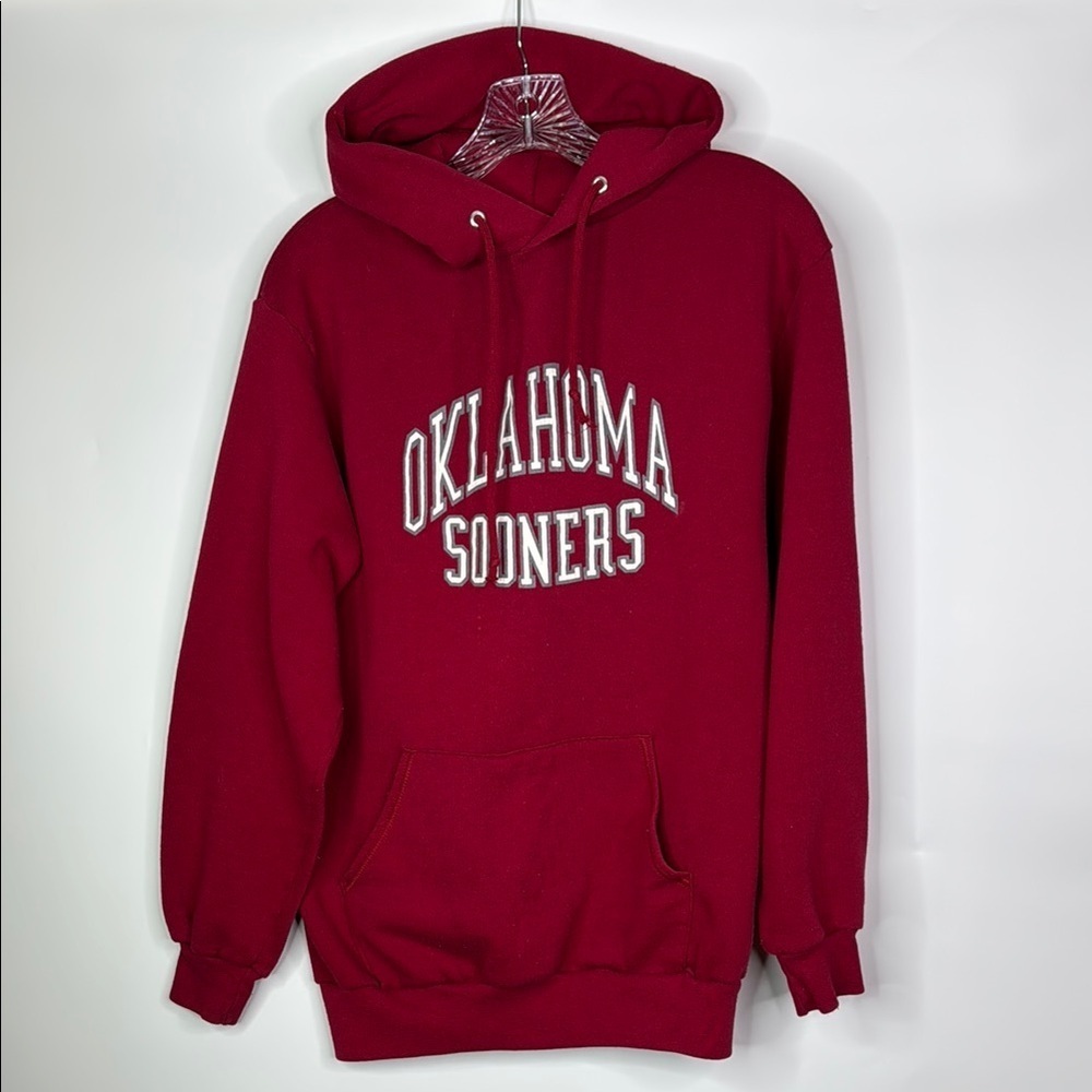 Vintage Jerzees Oklahoma Sooners Red Hooded Sweatshirt Size Large
